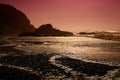 Legzira stone arches sunset lights, Atlantic Ocean, Morocco, Af