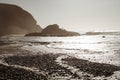 Legzira stone arches sunset lights, Atlantic Ocean, Morocco, Af