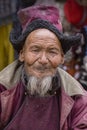 Portrait tibetan old man on the street in Leh, Ladakh, North India
