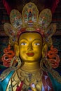 LEH, INDIA - MAY 9, 2015: Image of Lord Buddha in Thiksay Tibetan Buddhist monastery, located in Thiksey village,