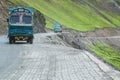 Trucks passing Zoji la pass. Royalty Free Stock Photo