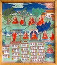 Murals illustrating the rules of monastic life on the upper veranda at the Sankar Buddhist monastery