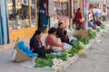 Leh Ladakh,India - July 8,2014 : The local women are selling vegetables