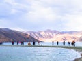 LEH LADAKH, INDIA-JUNE 25 2018: Group of tourists are visit Pang