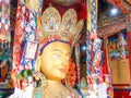 LEH LADAKH, INDIA-JUNE 26 2018: Maitreya Buddha or Future Buddha giant statue inside the Thiksey Monastery, Leh Ladakh, India Royalty Free Stock Photo