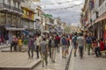 Tourist pedestrian shopping street with lots of people