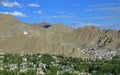 Leh Palace and City- View from the Shanti Stupa in Leh district, Ladakh, in the north India - 2019 Royalty Free Stock Photo