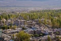 Leh town seen from above with many houses and mountains surrounded at Ladakh Royalty Free Stock Photo