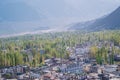 Leh town seen from above with many houses and mountains surrounded at Ladakh Royalty Free Stock Photo