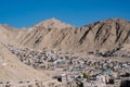 Leh town seen from above with many houses and mountains surrounded at Ladakh Royalty Free Stock Photo