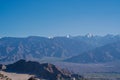 Leh town seen from above with many houses and mountains surrounded at Ladakh Royalty Free Stock Photo