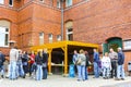 German celebration with bratwurst grill and beer stand in Germany