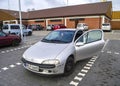 Silver passenger car vehicle stands in the parking lot Germany