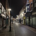 Leicester city cener street at night.