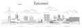 Leicester cityscape line art vector illustration