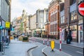 LEICESTER, ENGLAND- 3 April 2021: Cycle lanes in Leicester