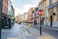 LEICESTER, ENGLAND- 3 April 2021: Cycle lanes in Leicester amid the coronavirus pandemic in England