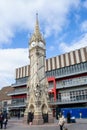 LEICESTER, ENGLAND- 3 April 2021: Leicester Haymarket Memorial clock tower