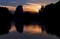 Leicester Space Centre reflected in The River Soar at Sunset Royalty Free Stock Photo