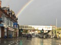 Leicester, West End Bridge and rainbow UK