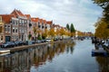 Leiden is a beautiful little city of the Netherlands` with picturesque canals and renowned for being the birthplace of Rembrandt. Royalty Free Stock Photo