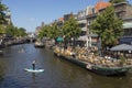 Boat terrace on the canal at the Nieuwe Rijn in Leiden