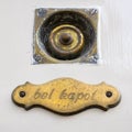 Traditional old copper doorbell with the sign bell does not work