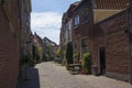 Vestestraat, small alley in the historical centre of Leiden city