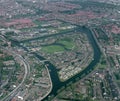 Leiden, Holland, May 17 - 1985: Historical aerial photo of the Waard eiland, Leiden, Holland