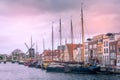 Leiden, Netherlands harbour and city center Royalty Free Stock Photo