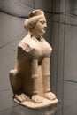 Leiden, The Netherlands - JAN 04, 2020: an old stone Sphinx statue from ancient Cyprus with classical greek influences.