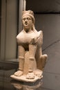 Leiden, The Netherlands - JAN 04, 2020: an old stone Sphinx statue from ancient Cyprus with classical greek influences.