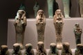 Leiden, The Netherlands JAN 26, 2019: small ancient stone shabti mummiform figurines, Funerary figurines.
