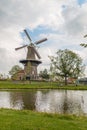Dutch windmill de Valk on Leiden Canal