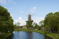 Leiden.Windmill museum Molen de Valk with the Rijnsburgersingel seen from the stationsweg bridge