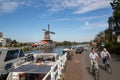 Leidschendam,Netheerlands,September-22-2019: People cylcing on sunny day. Dutch love cycling to their work or supermarket which Royalty Free Stock Photo