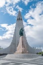 Leif Eriksson Monument in the front of Lutheran Cathedral in Reykjavik