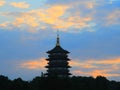 Leifeng pagoda gorgeous sunset glow Royalty Free Stock Photo