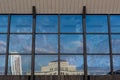 Leipzig Augustusplatz Reflection Night Panorama Tower Windows Af Royalty Free Stock Photo