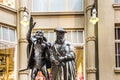 Sculpture of Mephistopheles bewitching the students in the scene Auerbachs Keller from Faust at the entrance of Auerbachs Keller