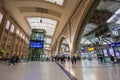 Leipzig main railway station. Train station or Hauptbahnhof of the Deutsche Bahn. Train hall Royalty Free Stock Photo