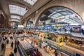 Leipzig main railway station. Train station or Hauptbahnhof of the Deutsche Bahn. Train hall Royalty Free Stock Photo