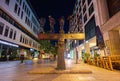 Leipzig, Germany - July 02, 2022: The city Center of the saxony metropolis at night. The Grimmaische Strasse with the Untimely