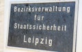 LEIPZIG, GERMANY - JULY 18, 2016: Entrance sign at the Stasi Mus Royalty Free Stock Photo