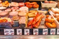 Selection of assorted home made sausages and meat