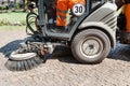 street sweeper machine cleaning the streets Royalty Free Stock Photo