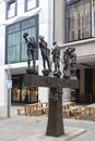 Bronze sculptures titled Untimely Contemporaries by Bernd Goebel installed on Grimmaische Street, Augustusplatz, Leipzig, Germany