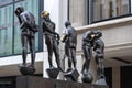 Bronze sculptures titled Untimely Contemporaries by Bernd Goebel installed on Grimmaische Street, Augustusplatz, Leipzig, Germany