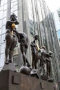 Bronze sculptures titled Untimely Contemporaries by Bernd Goebel installed on Grimmaische Street, Augustusplatz, Leipzig, Germany Royalty Free Stock Photo