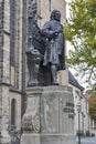 Statue of Johann Sebastian Bach, world famous music composer, at St Thomas Church in Leipzig, Germany